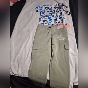 Fila Graphic Tee and Olive Cargo Pants Set